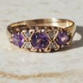 Pretty Amethyst Gypsy Ring in 9ct Gold, a UK M 1/2 or a US 6 3/4.