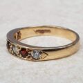 Pretty Red and White Paste Stone Ring in 9ct Gold, a UK L 1/2 or a US 6 1/4.