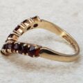 Gorgeous Garnet Chevron Wishbone Ring in 9ct Gold, a UK L 1/2 or a US 6 1/4.
