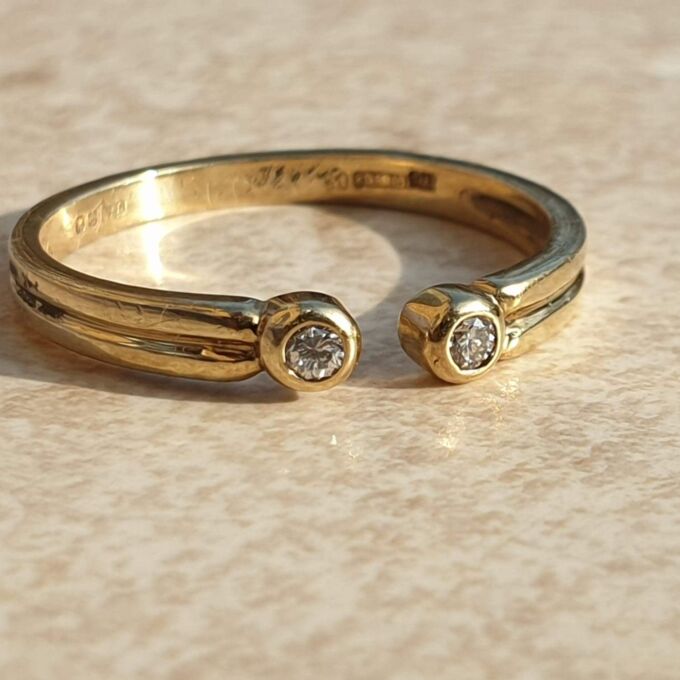 Diamond Set Torque Ring in 9ct Gold,  a UK M 1/2 or a US 6 3/4.