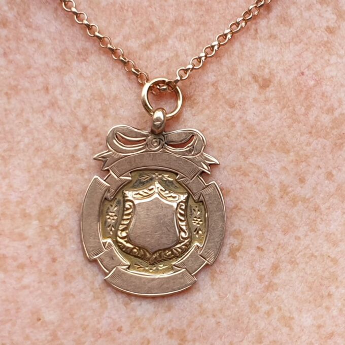 Antique Engraved Medallion in 9ct Rose Gold