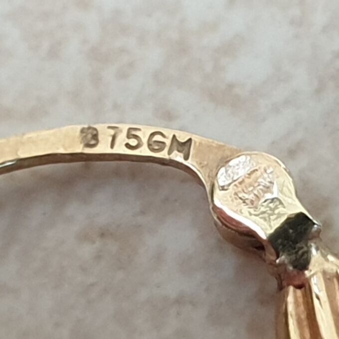 Oval Swag Design Drop Hoop Earrings in 9ct Gold