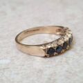 Seven Stone Dark Sapphire Band Ring in 9ct Gold