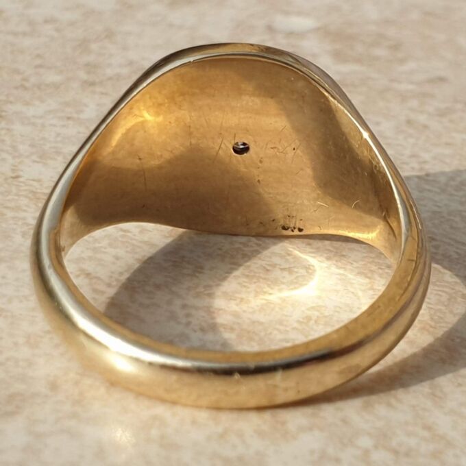 Heavy Diamond Set Signet Ring in 9ct Gold,  a UK S or a US 9 1/4.