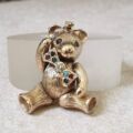 Heavy Articulated Teddy Bear with Dickie Bow in 9ct Gold