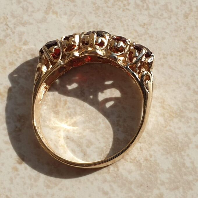 Multistone Garnet Ring in 9ct Gold,  a UK J or a US 5.