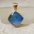 Blue Moonstone Cushion Pendant in 9ct Gold