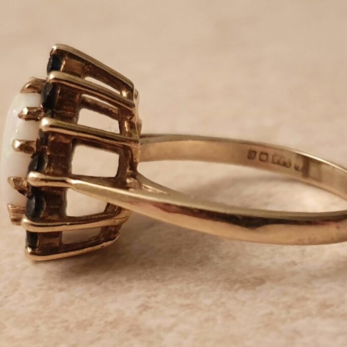 Opal and Sapphire Cluster Ring in 9ct Gold.