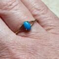 Turquoise Coloured Cabochon in 9ct Gold,  a UK O or a US 7 1/2.