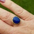 Lovely Lapis Lazuli Solitaire Ring in 9ct Gold, a UK L 1/2 or a US 6 1/4.