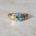 Oval Sky Blue Topaz Solitaire Ring in 9ct Gold, a UK J or a US 5.