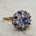Synthetic Blue Sapphire and Spinel Ring in 9ct Gold, a UK M 1/2 or a US 6 3/4
