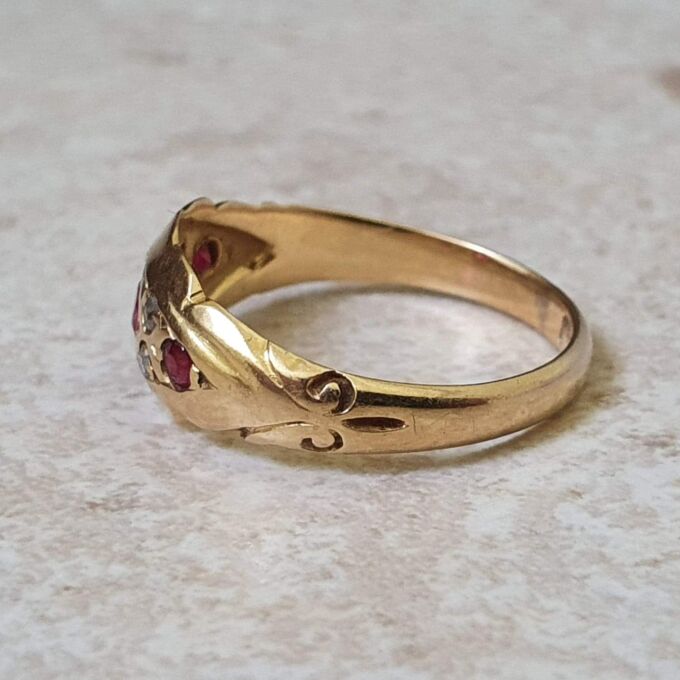 Edwardian Ruby and Diamond Ring in 18ct gold.