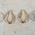 Oval Swag Design Drop Hoop Earrings in 9ct Gold