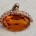 Large Orange Paste Spinner Fob in 9ct Rose Gold