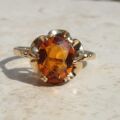 Madeira Citrine Oval Solitaire Ring in 9ct Gold,  a UK P 1/2 or a US 8.