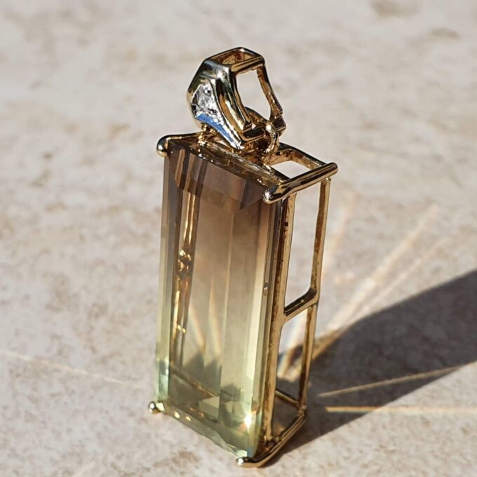 Bi Coloured Quartz Pendant in 9ct Gold