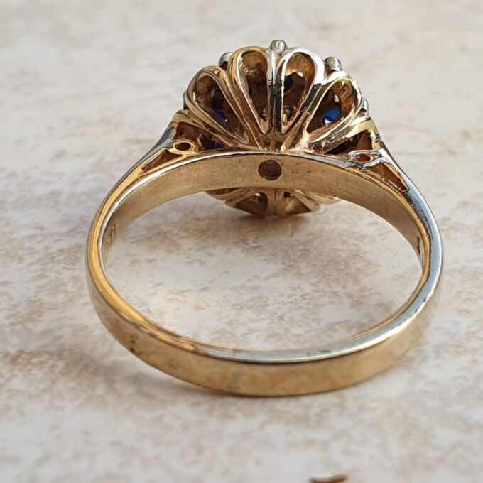 Sapphire and Diamond Cluster Ring in 9ct Gold, a UK J 1/2 or a US 5 1/4