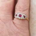 Trilogy Ruby and Diamond Ring in 18ct Gold,  a UK H 1/2 or a US 4 1/4.