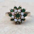 Chrysoprase and Opal Cluster Ring in 9ct Gold,  a UK P or a US 8.