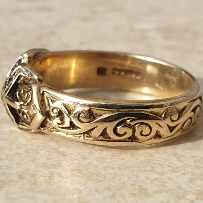 Double Buckle Diamond Set Ring in 9ct Gold,  a UK R 1/2 or a US 9 1/4.