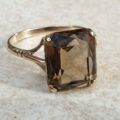 Smoky Quartz Solitaire Ring in 9ct Gold,  a UK N 1/2or a US 7.
