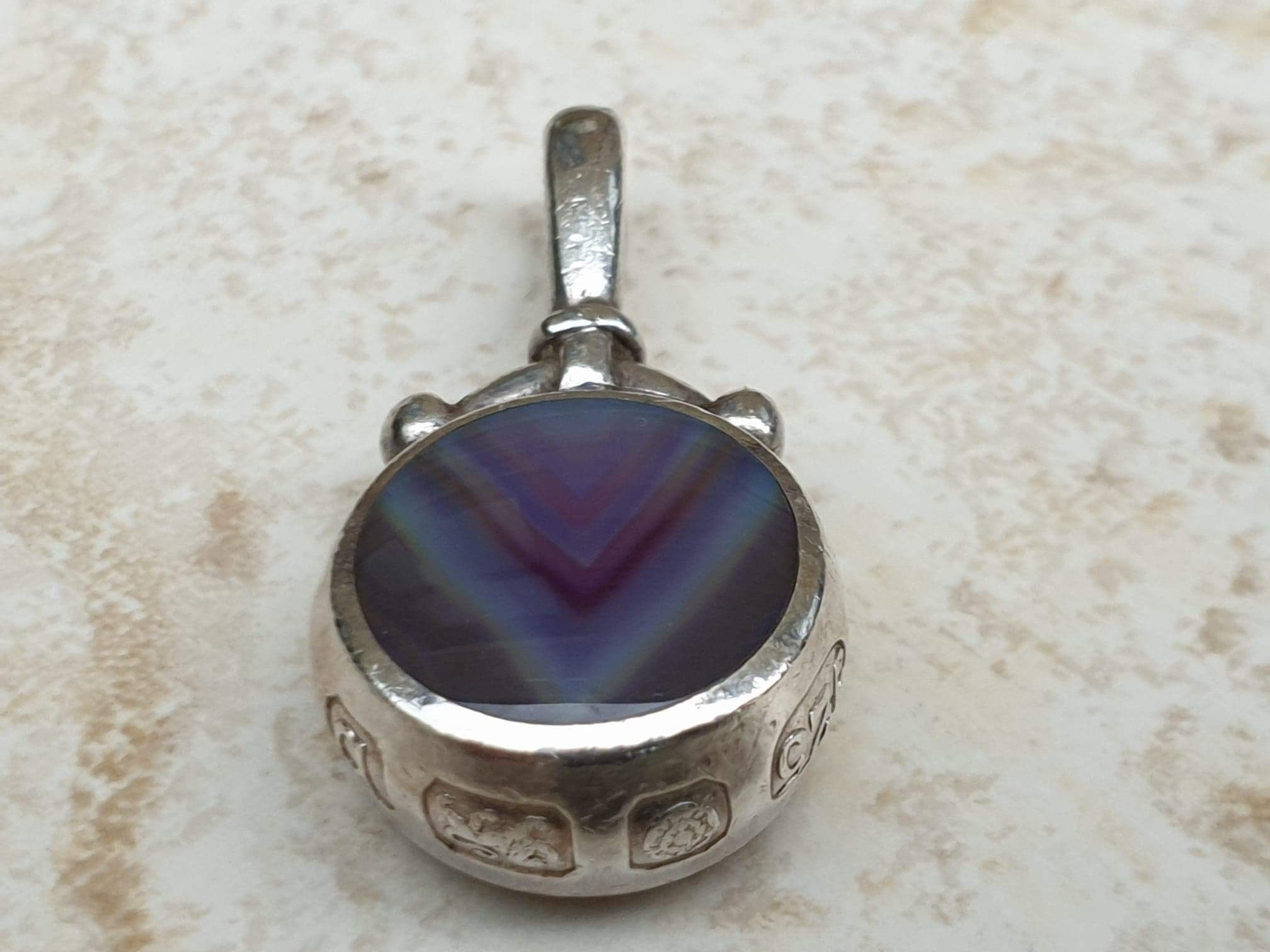 Mother of Pearl and Agate Pendant in Sterling Silver by David