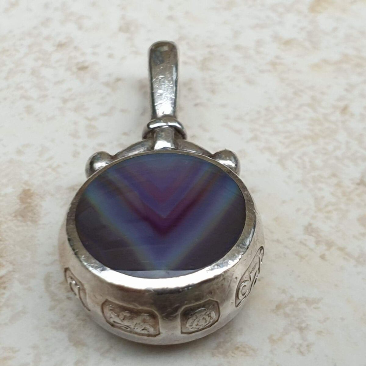 Mother of Pearl and Agate Pendant in Sterling Silver by David