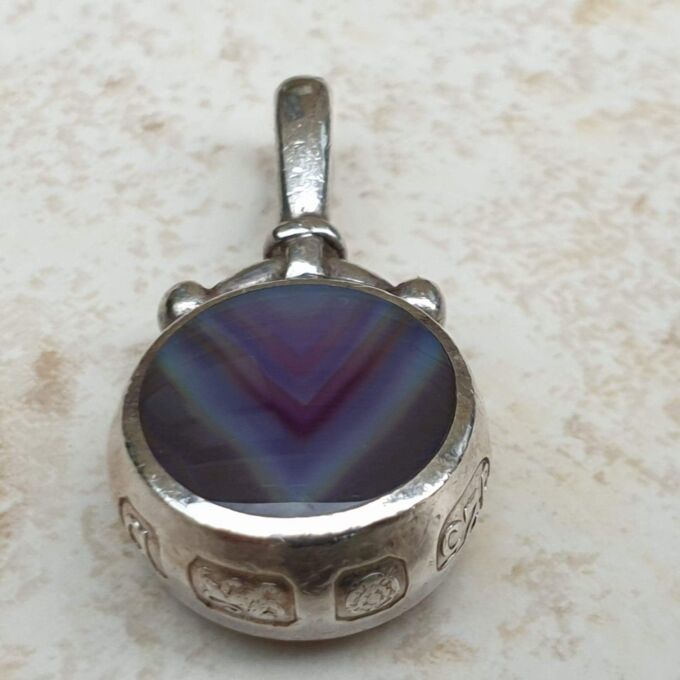 Mother of Pearl and Agate Pendant in Sterling Silver by David Scott Walker.