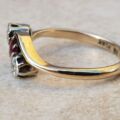 Ruby & Diamond Bypass Ring in 9ct Gold & Platinum,  a UK J 1/2 or a US 5 1/4.