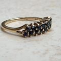 Two Row Blue Sapphire Ring in 9ct Gold, a UK K or a US 5 1/2.