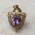 Large Three Sided Amethyst Lantern Pendant in 9ct Gold.