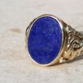 Large Lapis Lazuli Signet Ring in 9ct Gold, a UK S 1/2 or a US 9 3/4.