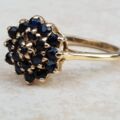 Synthetic Sapphire Cluster Ring in 9ct Gold, a UK M 1/2 or a US 6 3/4.