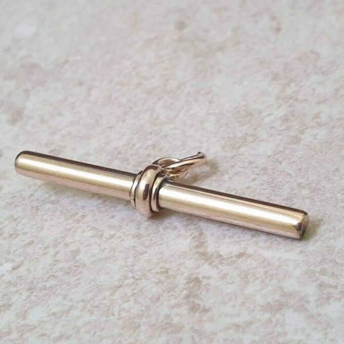 Simple Plain Albert or T Bar Fob Pendant in 9ct Gold