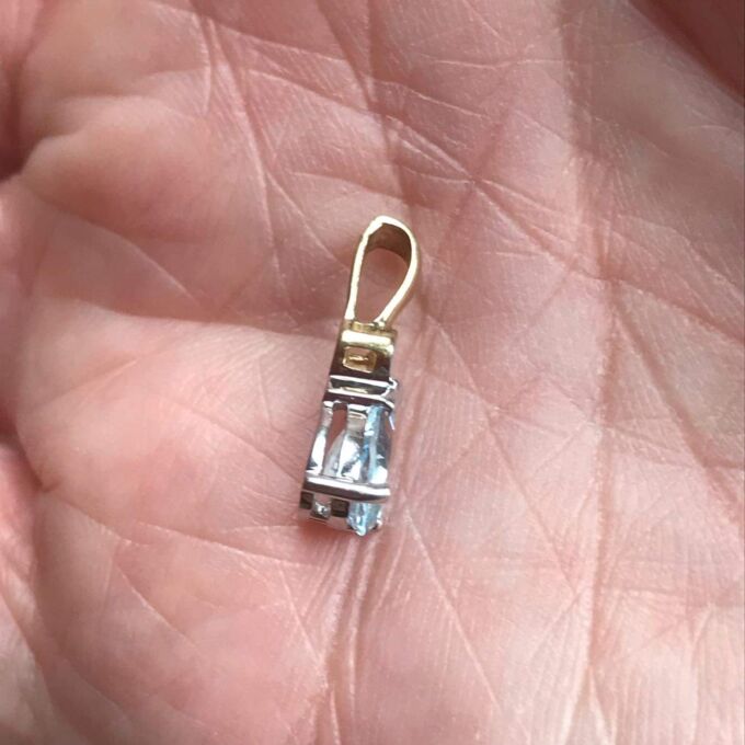 Pear Cut Aquamarine and Diamond Pendant in 9ct Gold