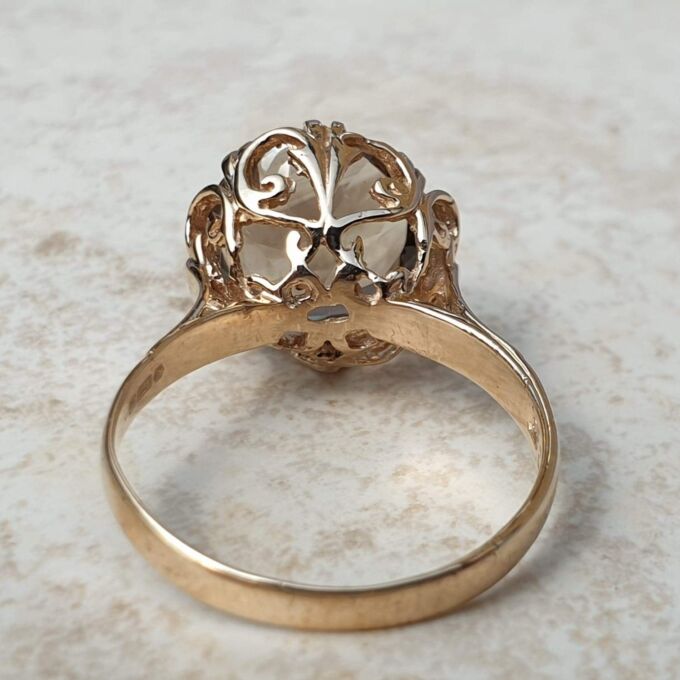 Fancy Set Solitaire Smoky Quartz Ring in 9ct Gold,  a UK P or a US 7 3/4.