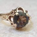 Smoky Quartz Solitaire Ring in 9ct Gold.