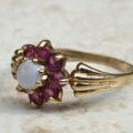Opal and Ruby Cluster Ring in 9ct Gold, a UK N or a US 6 3/4