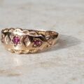 Five Stone Ruby and Diamond Ring in 9ct Gold, a UK R 1/2 or a US 9 1/4.