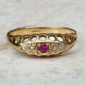 Sale – Fabulous Ruby & Diamond 18ct Gold Ring, a UK O or a US 7 1/2.