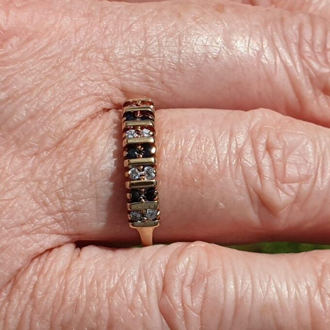 Sapphire and Paste Duo Stone Band in 9ct Gold,  a UK N or a US 7.