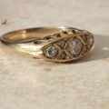 Gypsy Ring with CZ Stones in 9ct Gold,  a UK O 1/2 or a US 7 1/2.