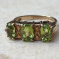 Peridot Three Stone Ring in 9ct Gold.