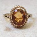 Oval Citrine Solitaire Ring in 9ct Gold, a UK Q or a US 8 1/2