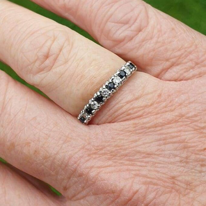 Spinel and Diamond Half Eternity Stacking Ring in 9ct Gold, a UK L or a US 6