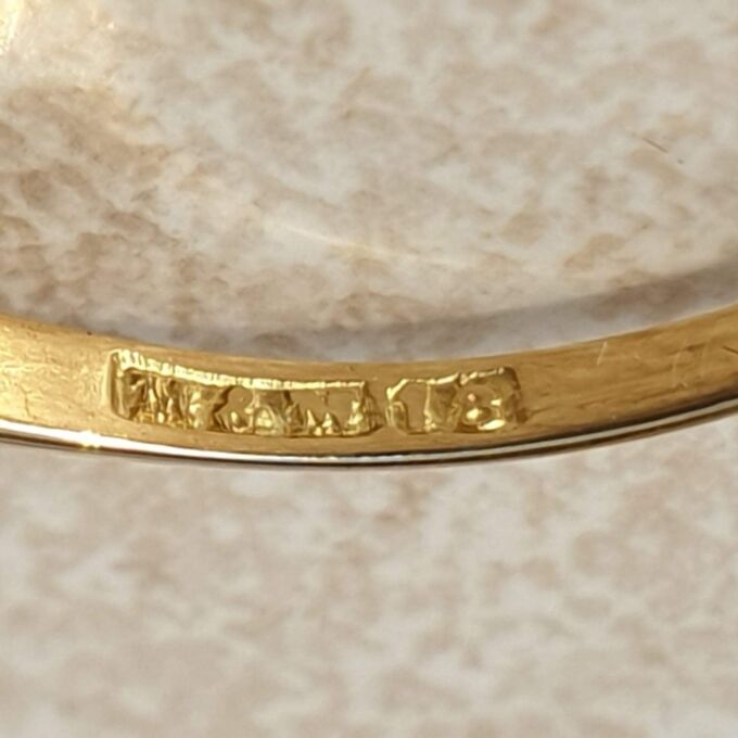 Twin Sapphire and Diamond Ring in 18ct Gold,  a UK P or a US 8.