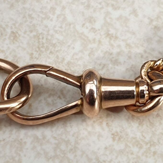 Fancy Link Chain with Dog Clip in 9ct Rose Gold