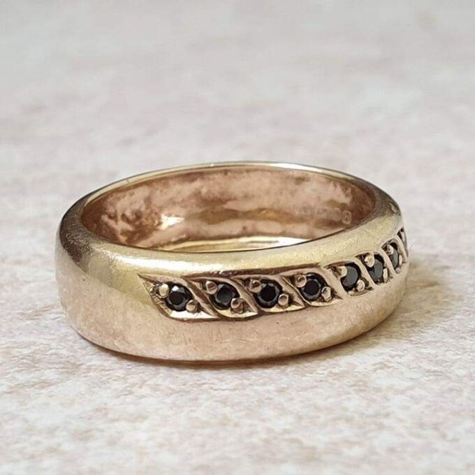 Sapphire Set Wide band in 9ct Gold.