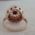 Bold Garnet Halo Cluster Ring in 9ct Gold, a UK N or a US 7.